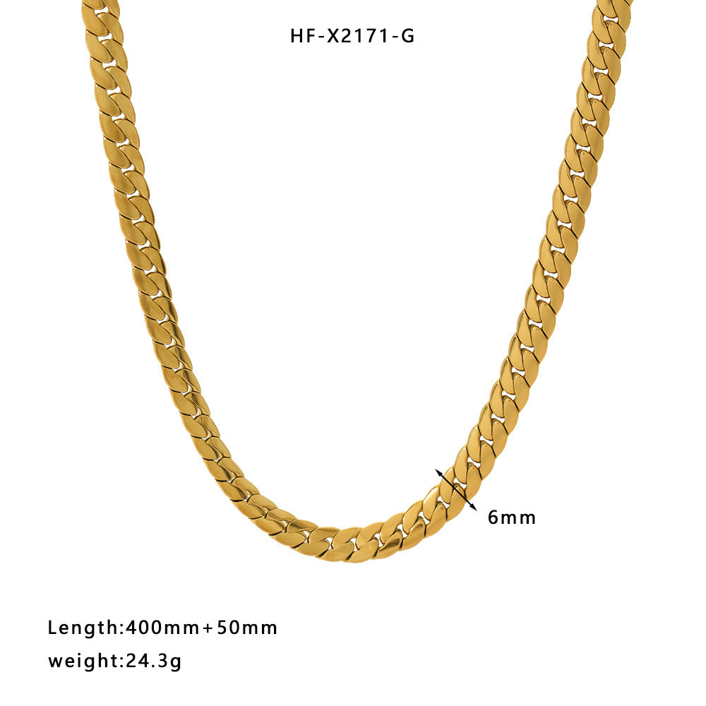 Collana con Pendente Geometrico Minimalista Retrò in Acciaio al Titanio Placcato Oro 18K su Catena Snake per Donna e Uomo