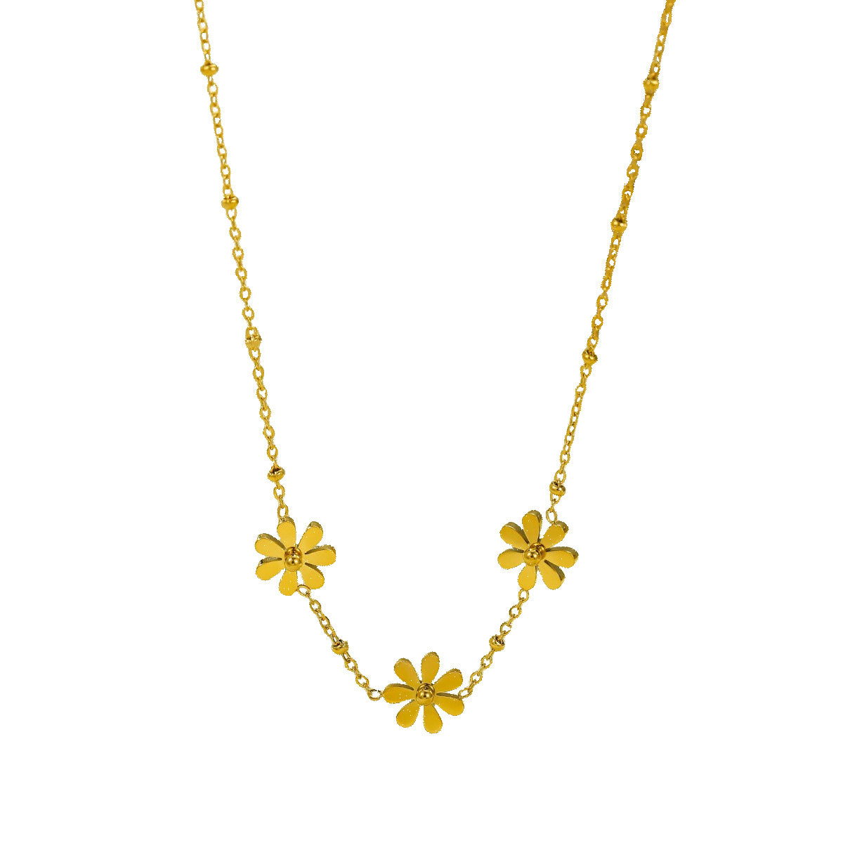 Collar con colgante de girasol y margarita natural para mujer, de acero inoxidable chapado en oro de 18 quilates, cadena minimalista para clavícula