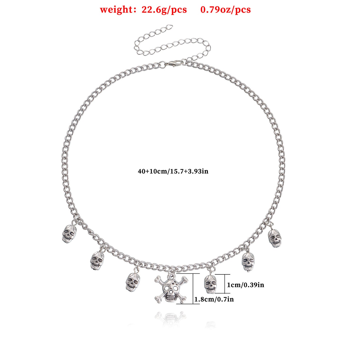 Punk Hip-Hop Skull Pendant Necklace in Alloy with Plated Finish for Women and Men