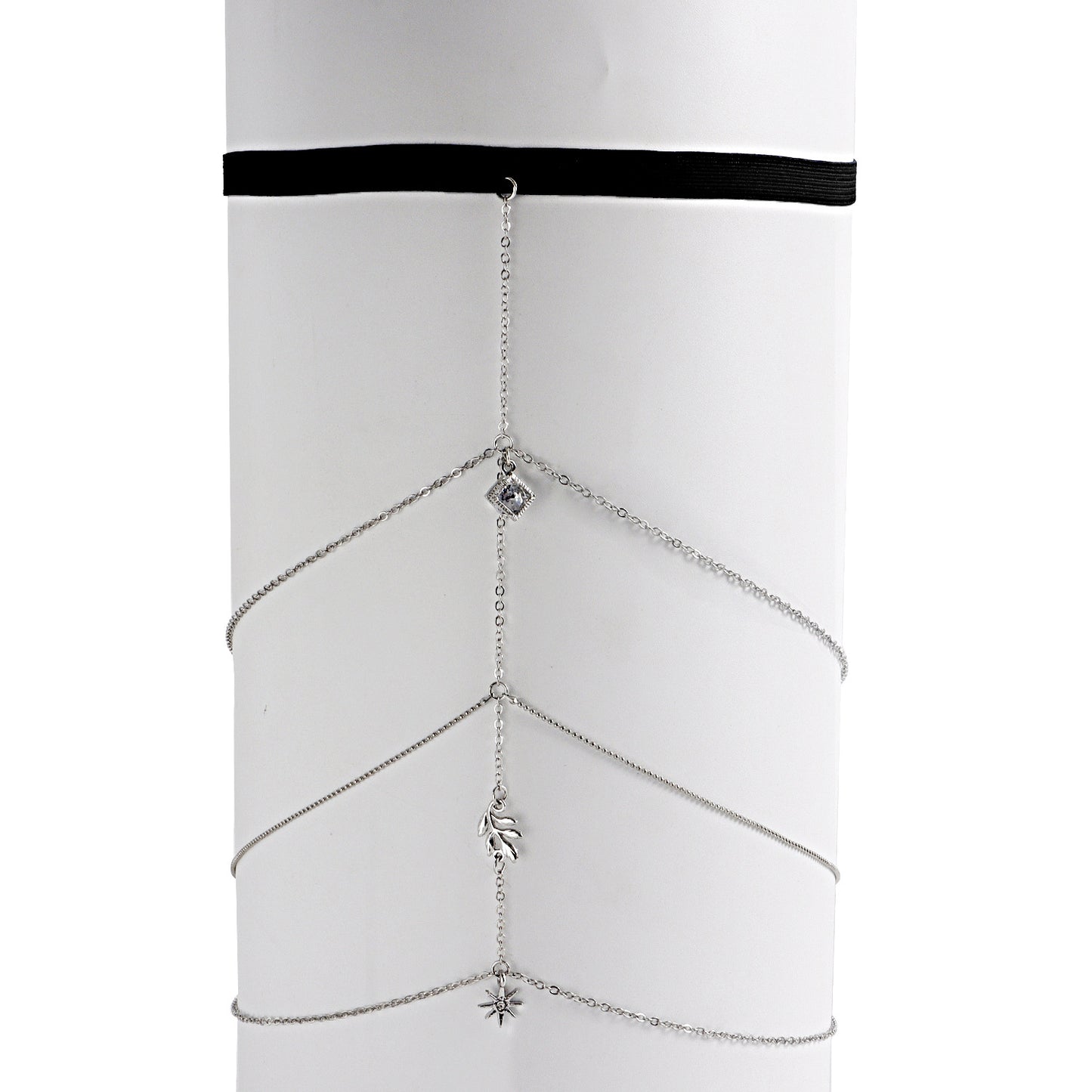 Punk Style Tassel Leaf Thigh Chain for Women with Elastic Band, Minimalist Beach-Inspired Body Jewelry