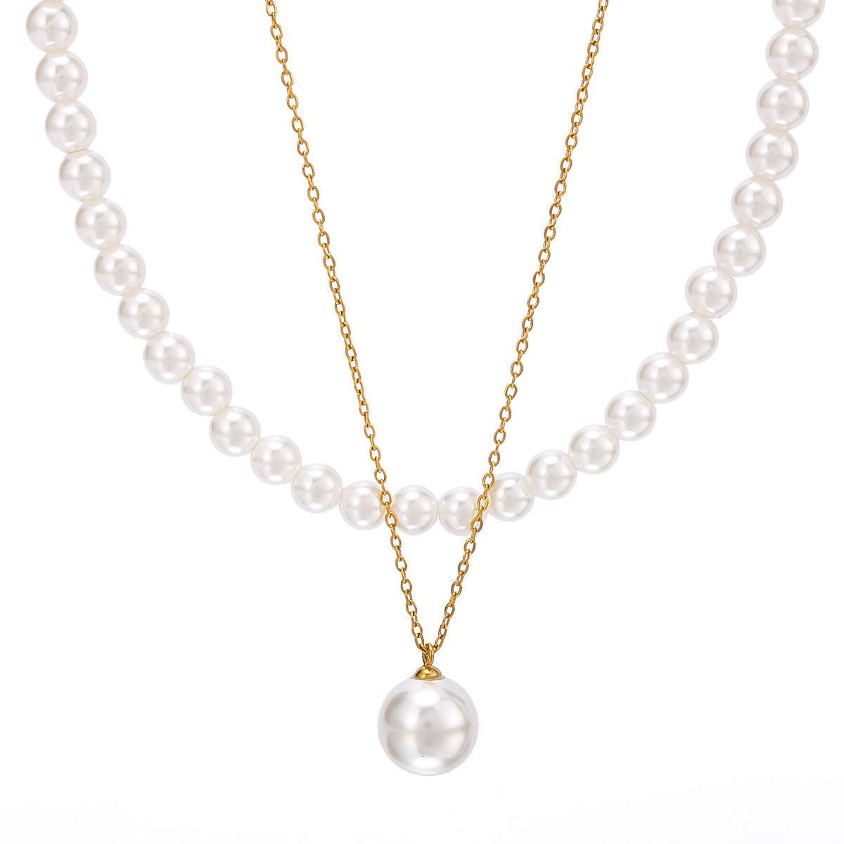 Collana con pendente geometrico in acciaio inossidabile stile vintage francese con charm in acciaio al titanio e finitura placcata sottovuoto in oro 18 carati per donna