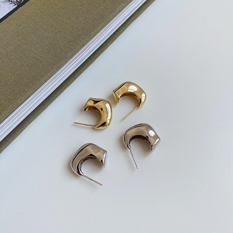 Orecchini minimalistici geometrici irregolari placcati in Argento Sterling 925