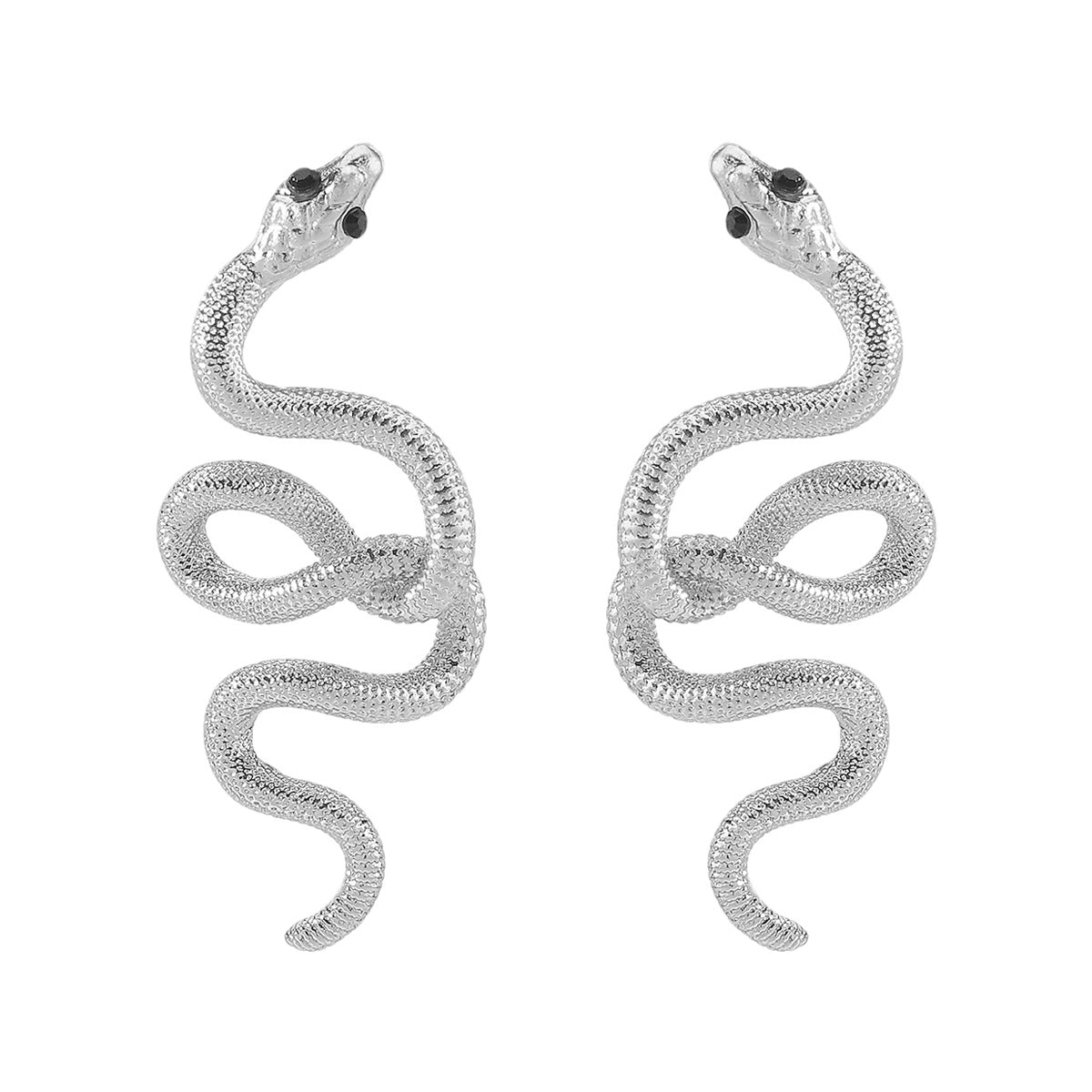 Pendientes de Aleación con Forma de Serpiente Artística Vintage con Acabado Bañado para Mujer