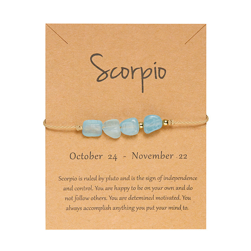Pulsera de cuerda con cuentas de piedra natural para mujer, con elementos de constelación del zodiaco