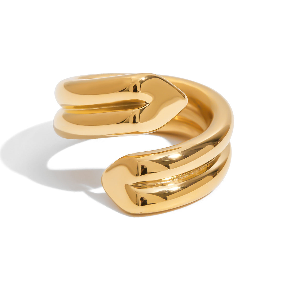 Anillo de acero inoxidable chapado con corazón geométrico para mujer
