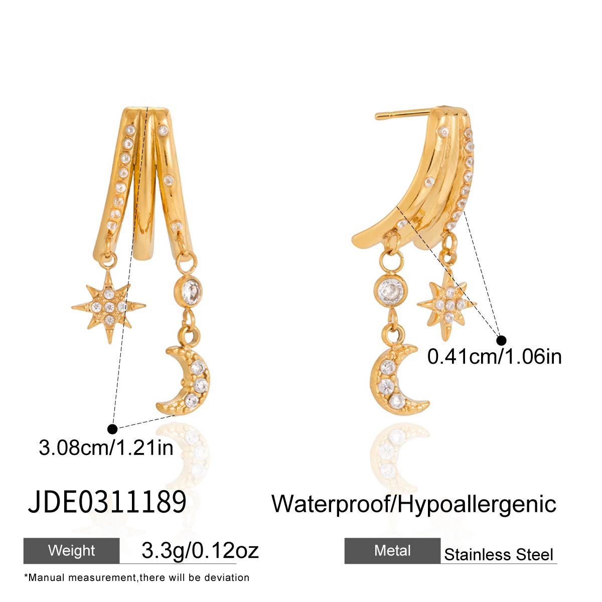 Elegant Geometric Stainless Steel Tassel Earrings with Pearl Inlay for Women