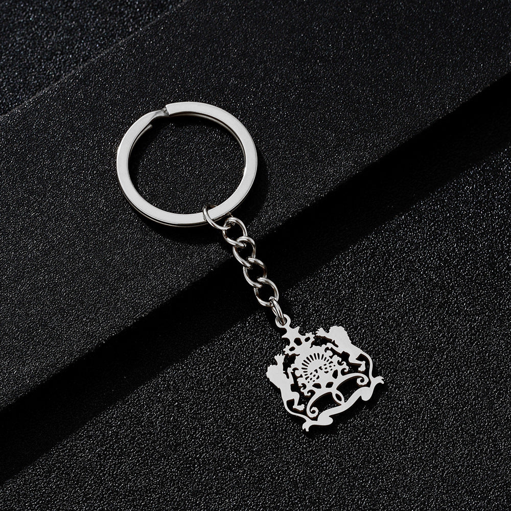 Portachiavi vintage con emblema marocchino in acciaio inossidabile Accessorio unisex con design etnico