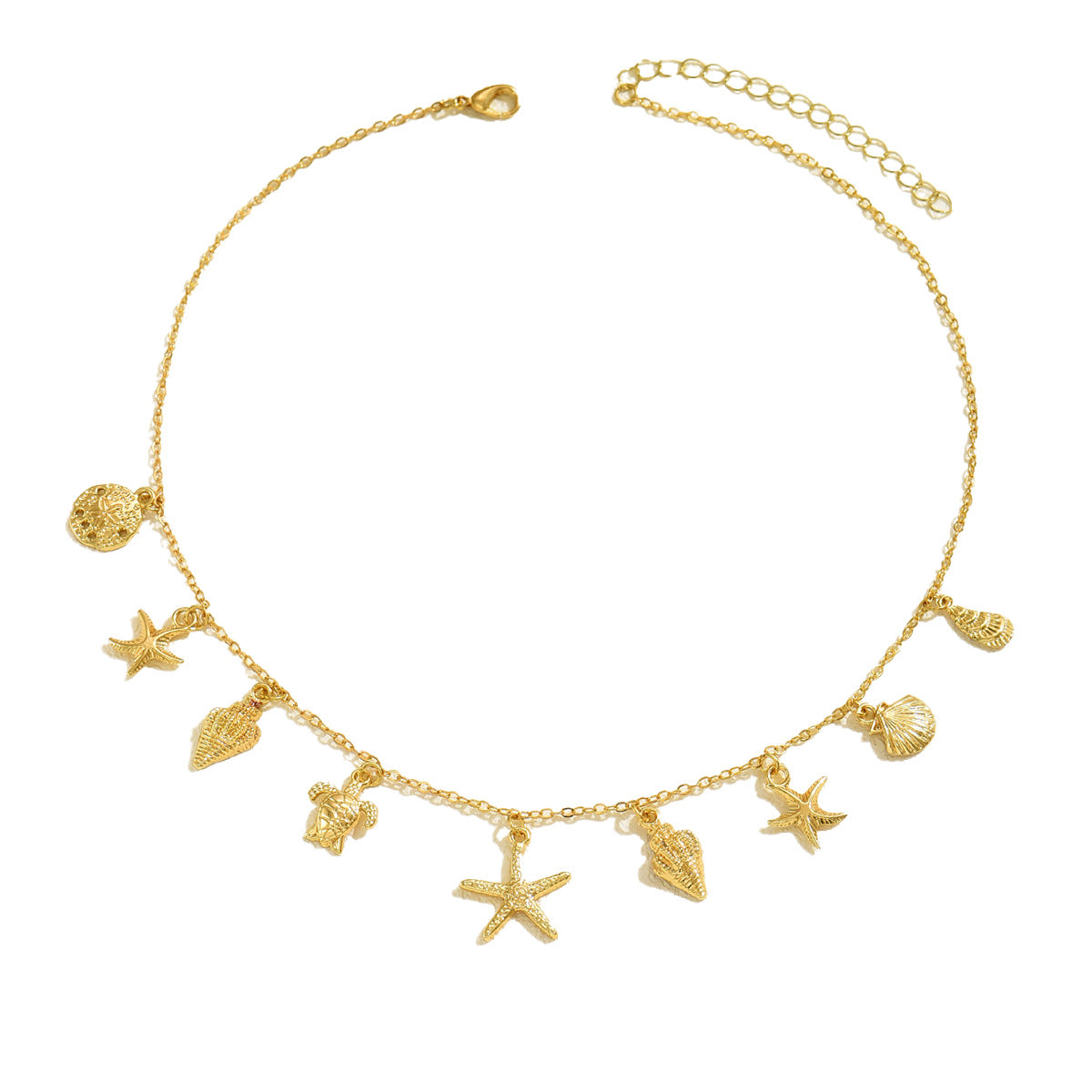 Collar con colgante minimalista de estrella y concha para mujer con cuerpo de aleación y baño de rodio, cadena tipo relicario con diseño geométrico