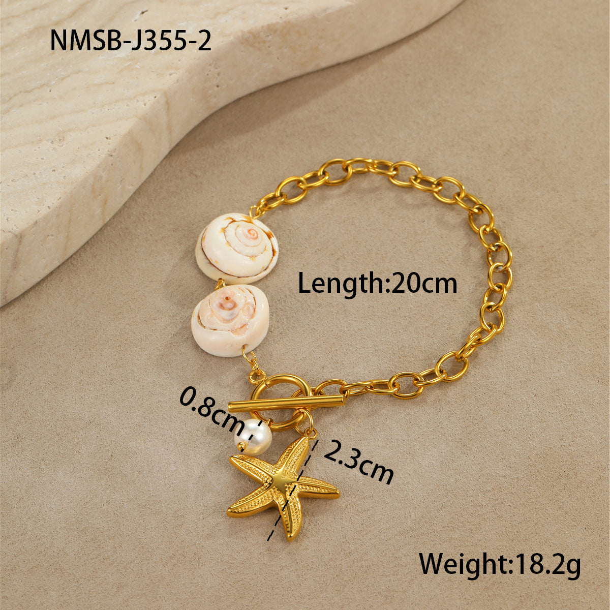 Fashionable Star-Shaped Stainless Steel Gold-Plated Ocean-Inspired Necklace for Women with Seashell and Star Pendant