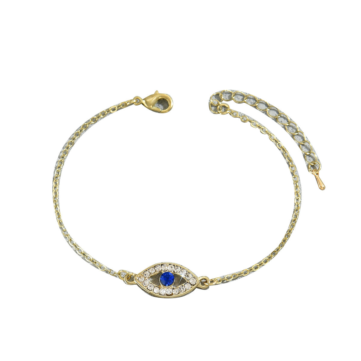 Fashionable Geometric Evil Eye Bracelet for Women with Blue Rhinestone Inlay in Zinc Alloy for Elegant Everyday Wear