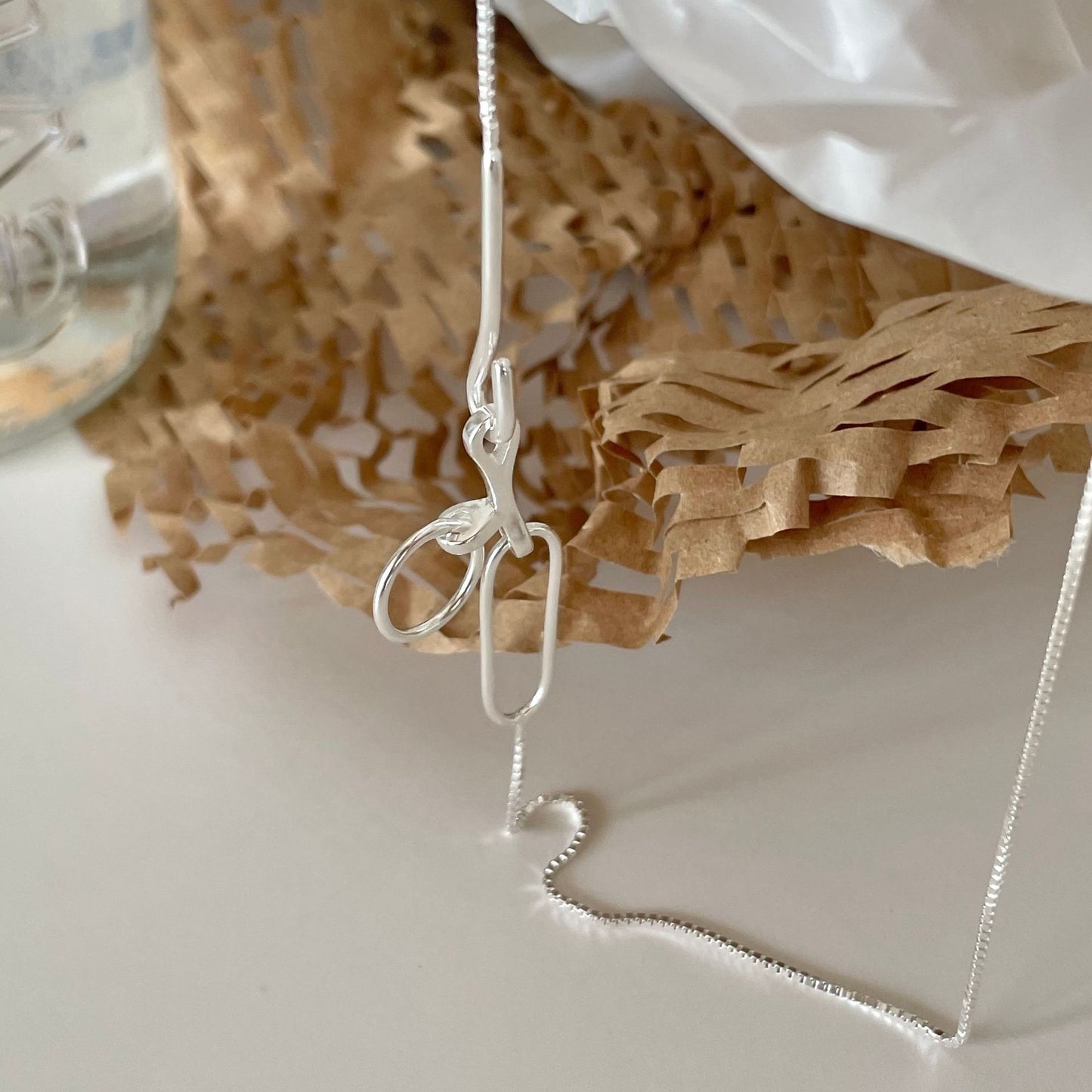 Minimalist 925 Sterling Silver Geometric Box Chain Necklace