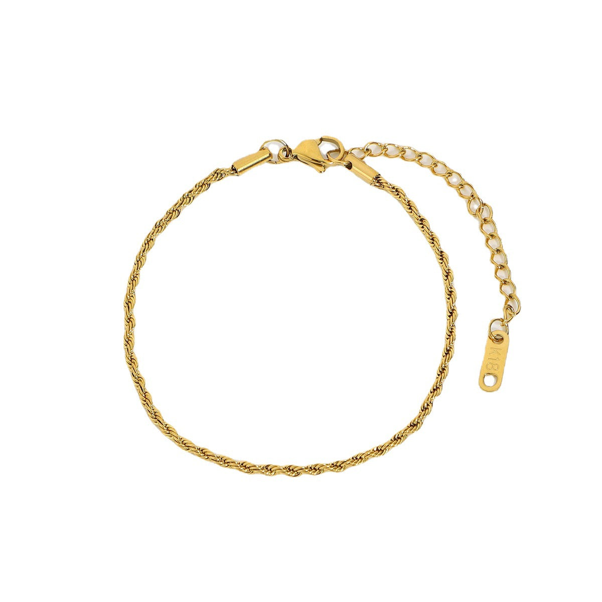 Classic Geometric Rope Twist 18K Gold Plated Stainless Steel Fashion Bracelet for Women and Men