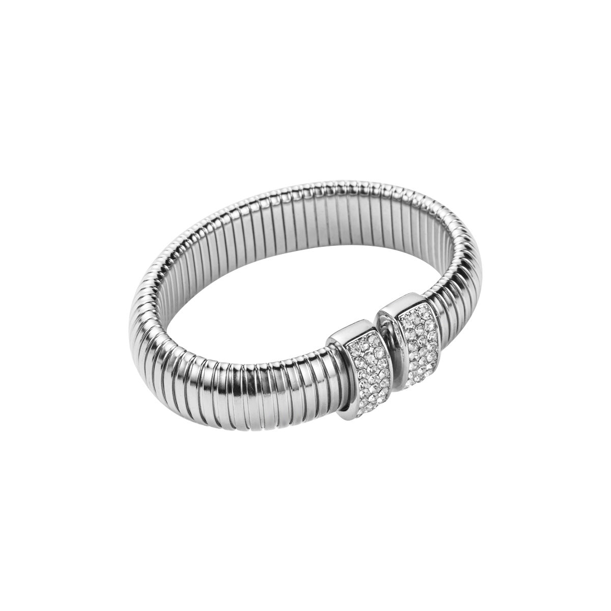 Punk Hip Hop Style Snake Shape Alloy Necklace with Rhinestone Inlay Adjustable Striped Design for Women