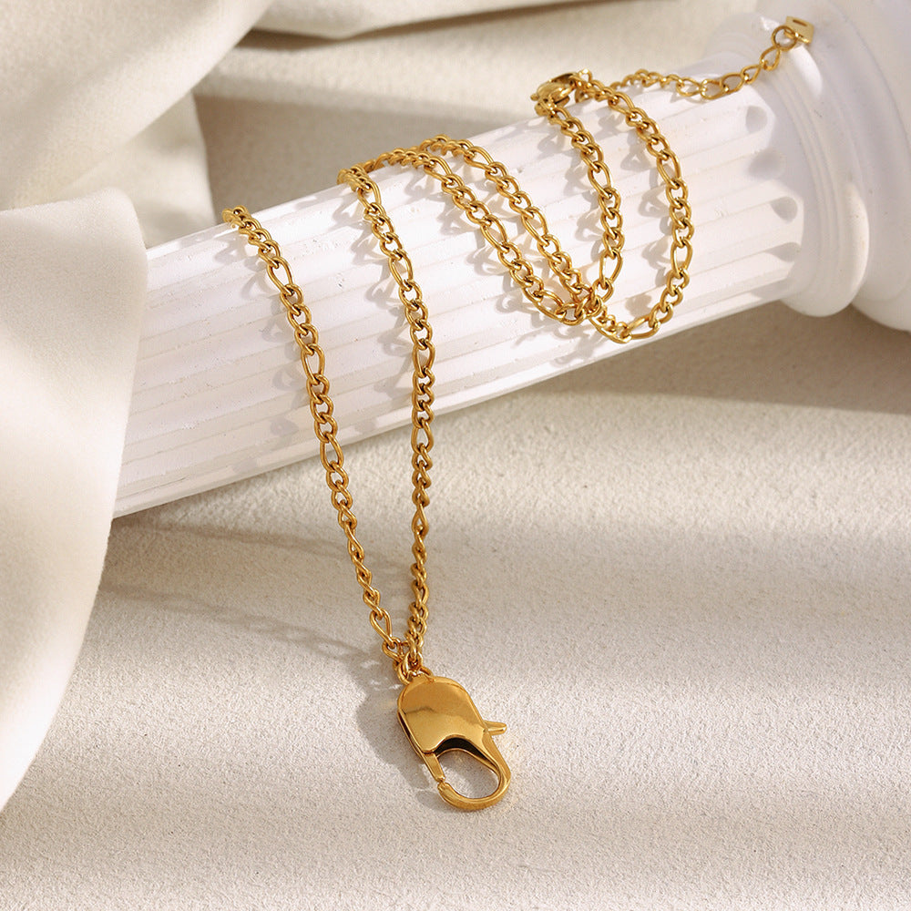 Collana Minimalista Geometrica in Acciaio Inossidabile Placcato Oro 18K da Donna con Barretta per Charm Fai da Te