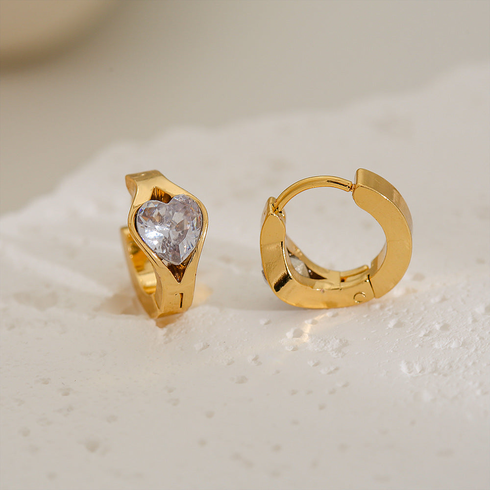 Pendientes de aro geométricos minimalistas de lujo francés vintage para mujer de acero inoxidable con chapado en oro de 18 quilates