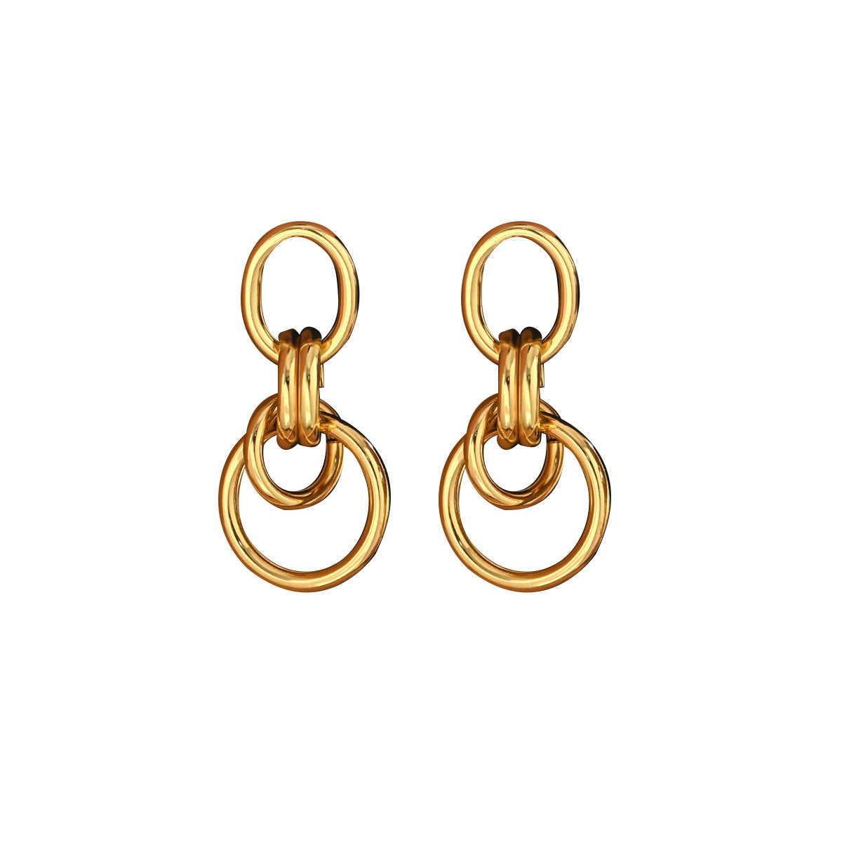 Pendientes Minimalistas Geométricos de Círculo Hueco para Mujer de Aleación de Zinc con Baño Ecológico