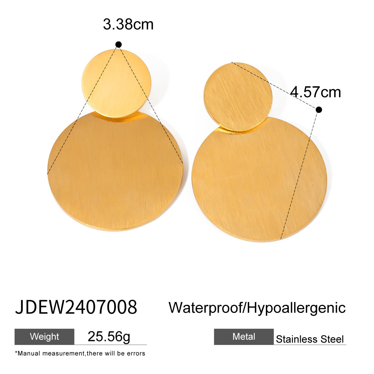 Aretes de Acero Inoxidable con Diseño Geométrico Redondo Minimalista y Baño de Oro para Mujer