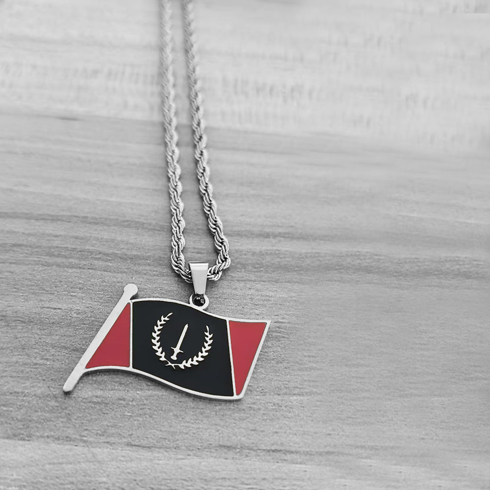 Collana con ciondolo a croce geometrica smaltata in acciaio inossidabile casual per unisex con catena a maglie piatte