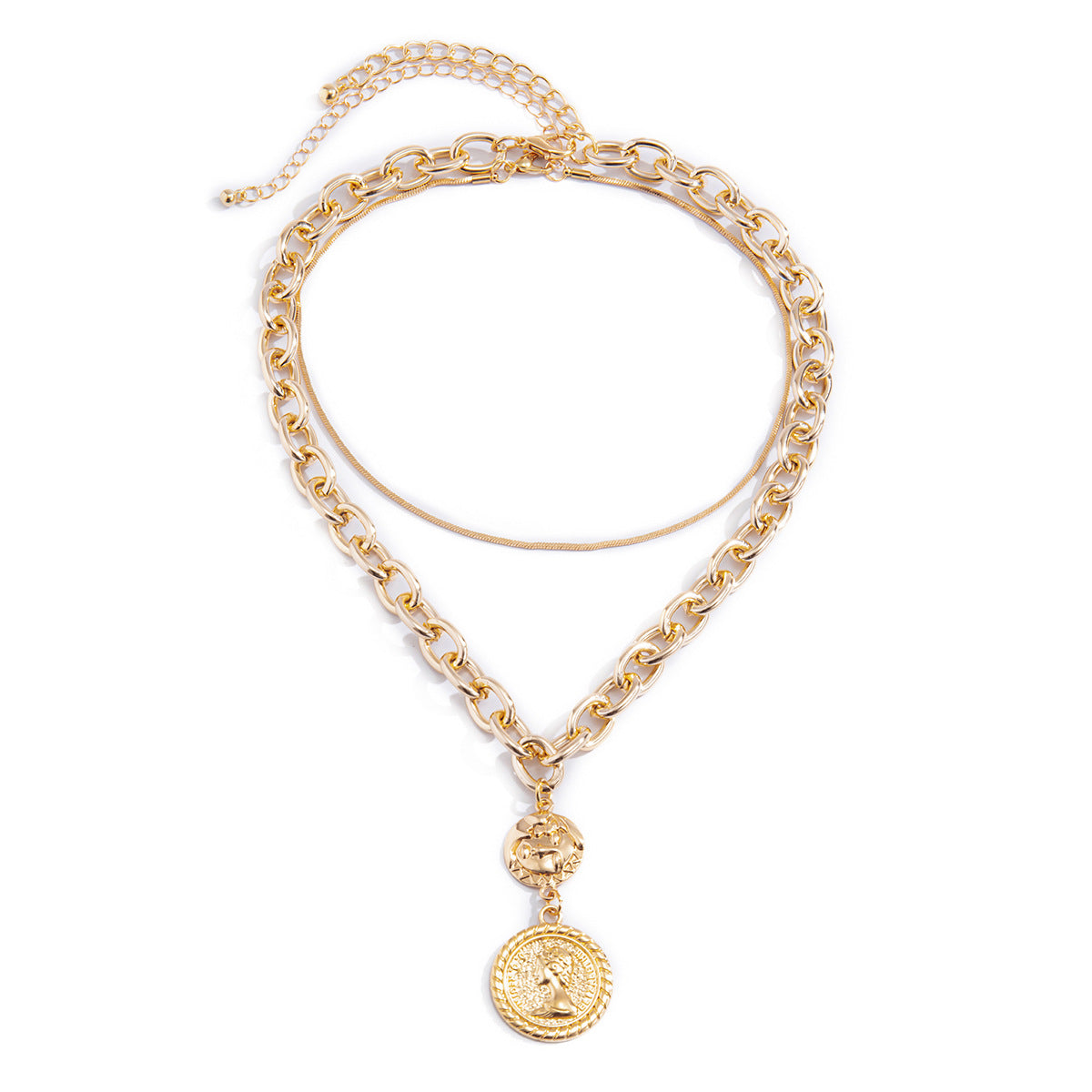 Vintage Punk Hip-hop Geometric Cross Pendant Aluminum Alloy Brass Snake Chain Necklace for Women