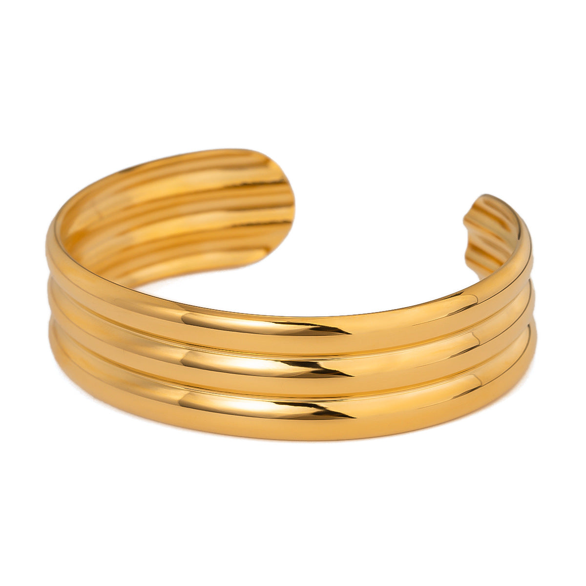 Pulsera redonda geométrica chapada de acero inoxidable