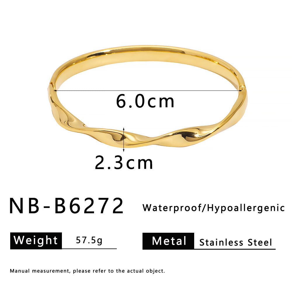 Minimalist Geometric Cross Stainless Steel Bracelet with Zircon Inlay for Women
