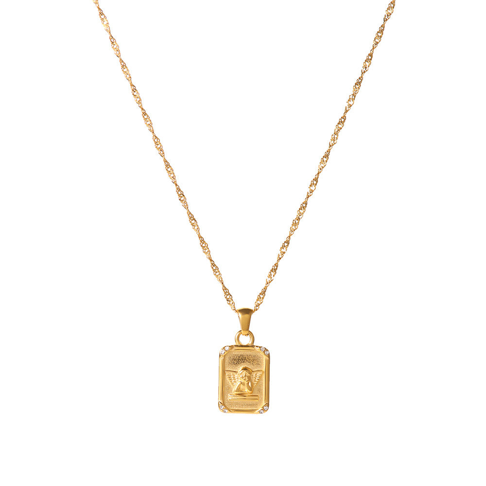 Minimalist Elegant Geometric Titanium Steel Pendant Plated Stainless Steel Necklace for Women