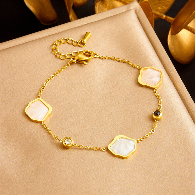 Elegant Business Stainless Steel Plated Marine Life Shell Jewelry Set for Women