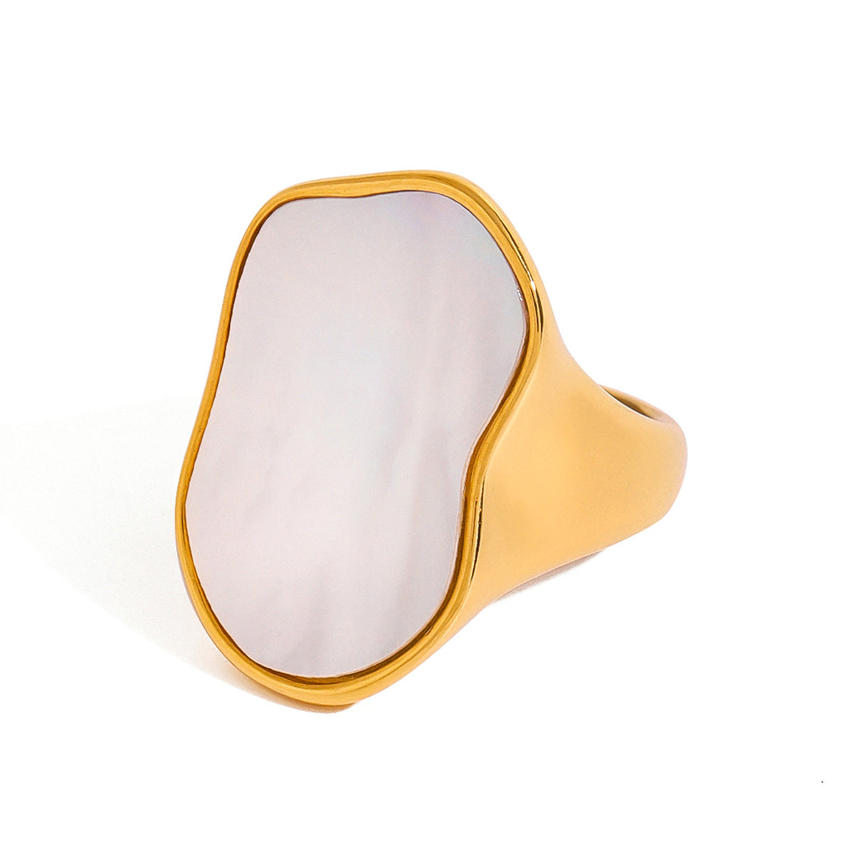Irregular Geometric Stainless Steel Ring with Plated Finish for Women Minimalist Statement Jewelry