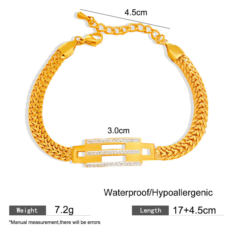 Minimalist Geometric Square Curb Chain Bracelet Titanium Steel Plated Unisex