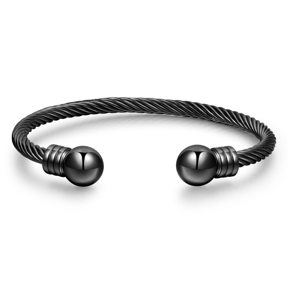 Geometric Round Bead Titanium Steel Stainless Steel Cable Chain Cuff Bracelet Unisex