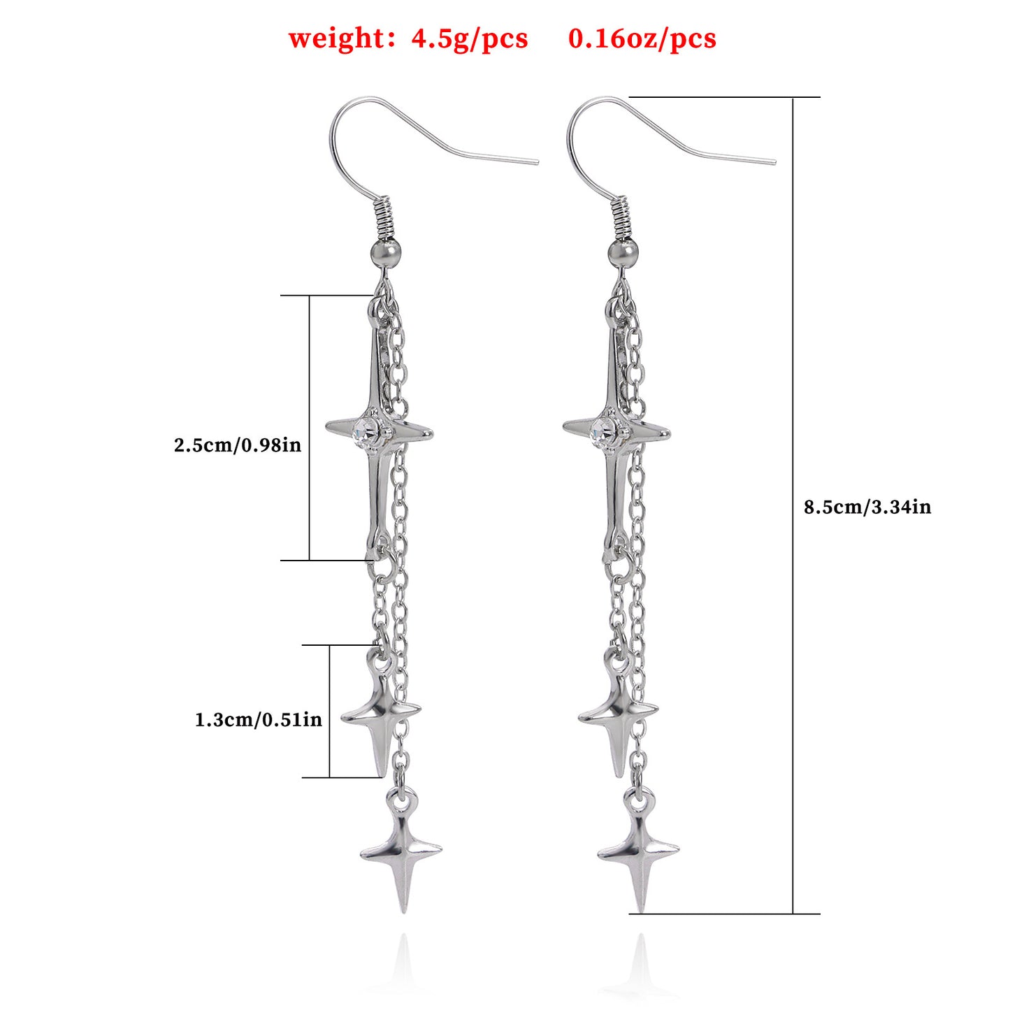 Geometric Cross Star Tassel Dangle Earrings for Women with Alloy Base and Plated Finish