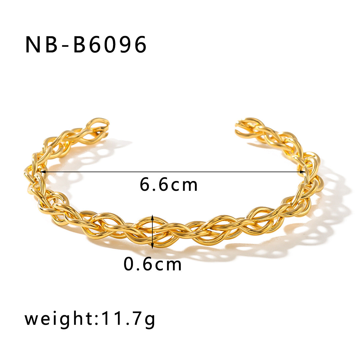 Bracciale regolabile da donna in stile vintage Ins con placcatura in oro 18 carati in acciaio titanio intrecciato