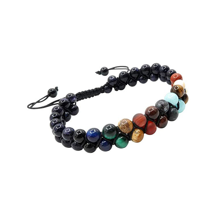 Unisex Round Geometric Volcanic Stone Bracelet