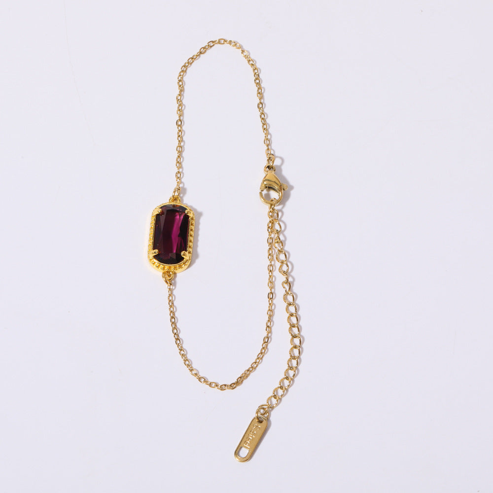 Elegant Oval Green Zircon Necklace in Copper with Electroplated Finish for Women