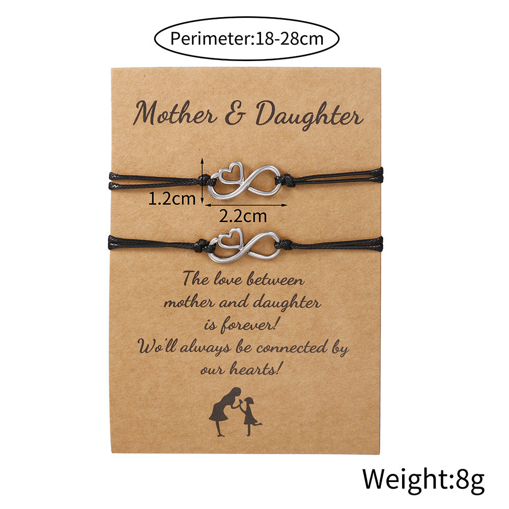 Creative Woven Alloy Figure Eight Heart Card Bracelet Set for Men and Women
