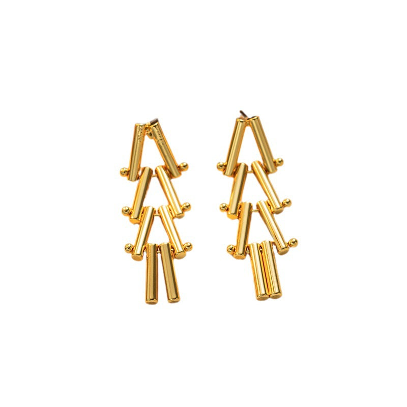 Pendientes Minimalistas Geométricos de Titanio con Chapado en Oro de 18K para Mujer