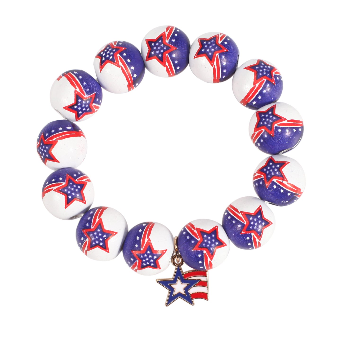 Unisex Wood Beaded Bracelet with Cartoon Pattern