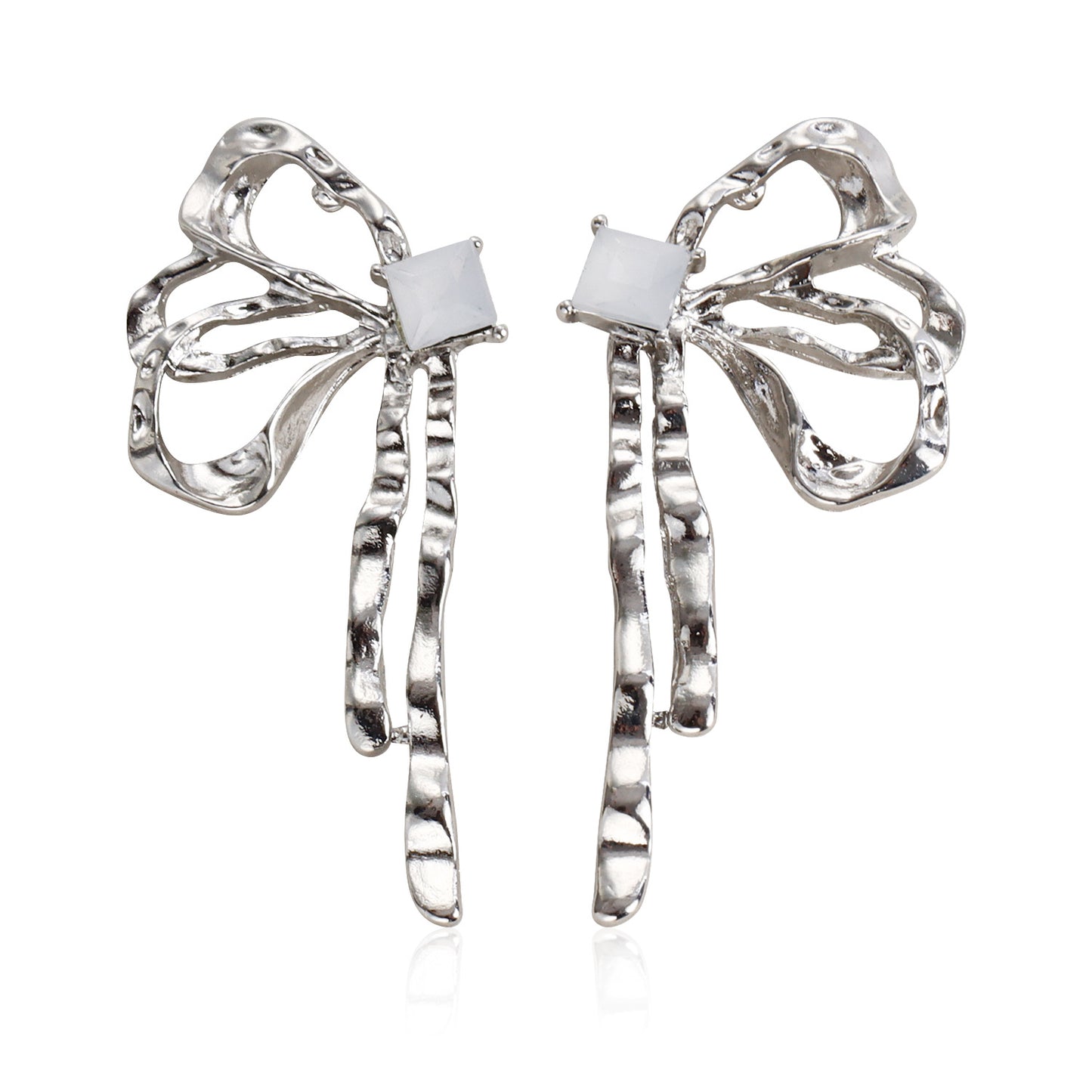 Sweet and Cool Style Bow-Shaped Hoop Earrings in Alloy with Electroplated Finish for Women
