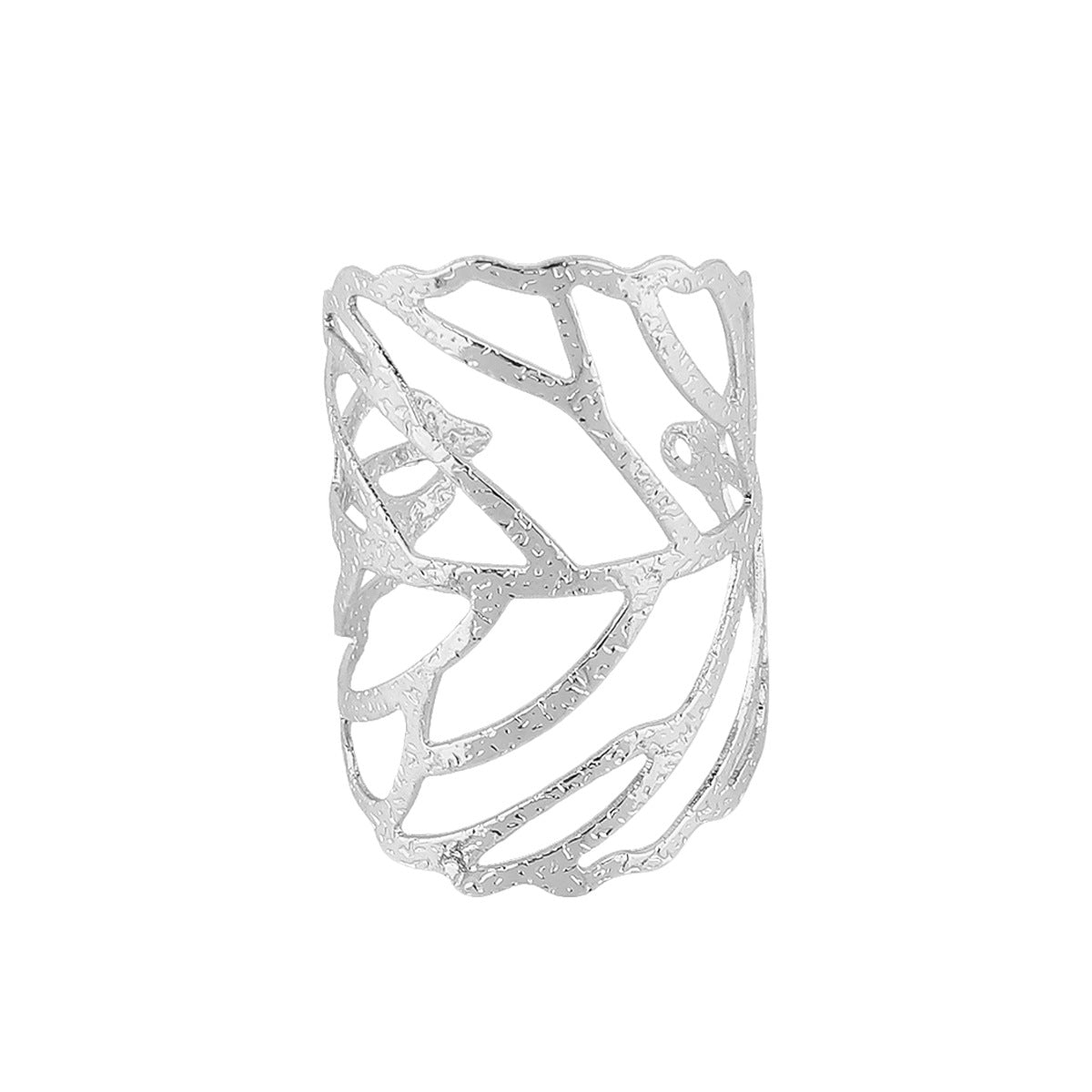 Set de anillos de pulsera de moda estilo vintage chapados en hierro con hojas geométricas y brazaletes abiertos para fiestas y vacaciones