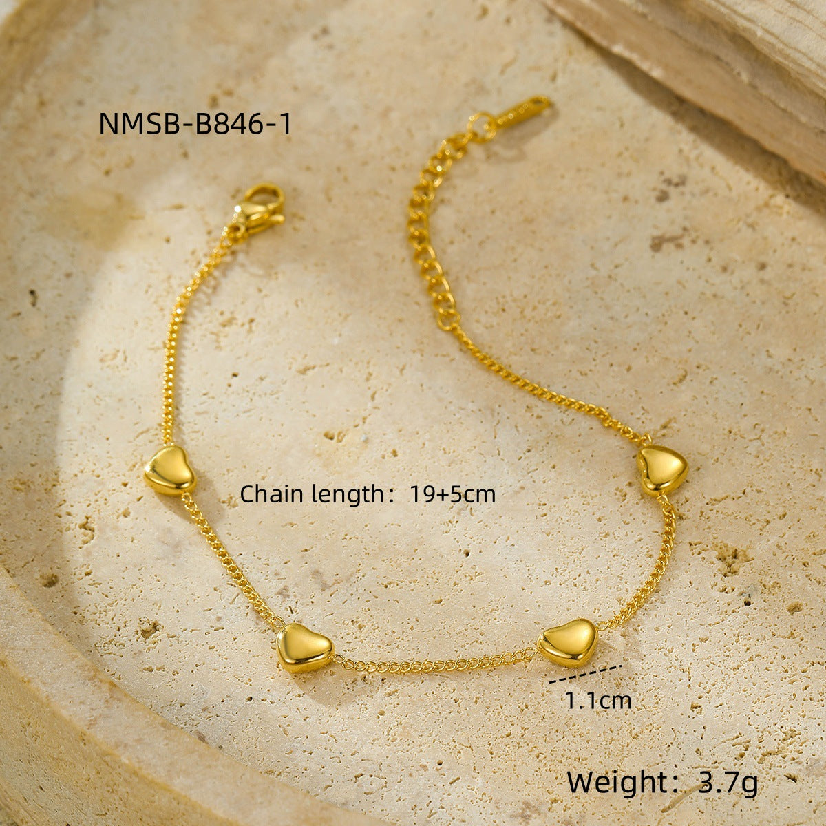 Collar con Colgante de Acero Inoxidable en Forma de Corazón a la Moda con Detalle de Borla, Acabado Bañado en Oro de 18K, para Mujer