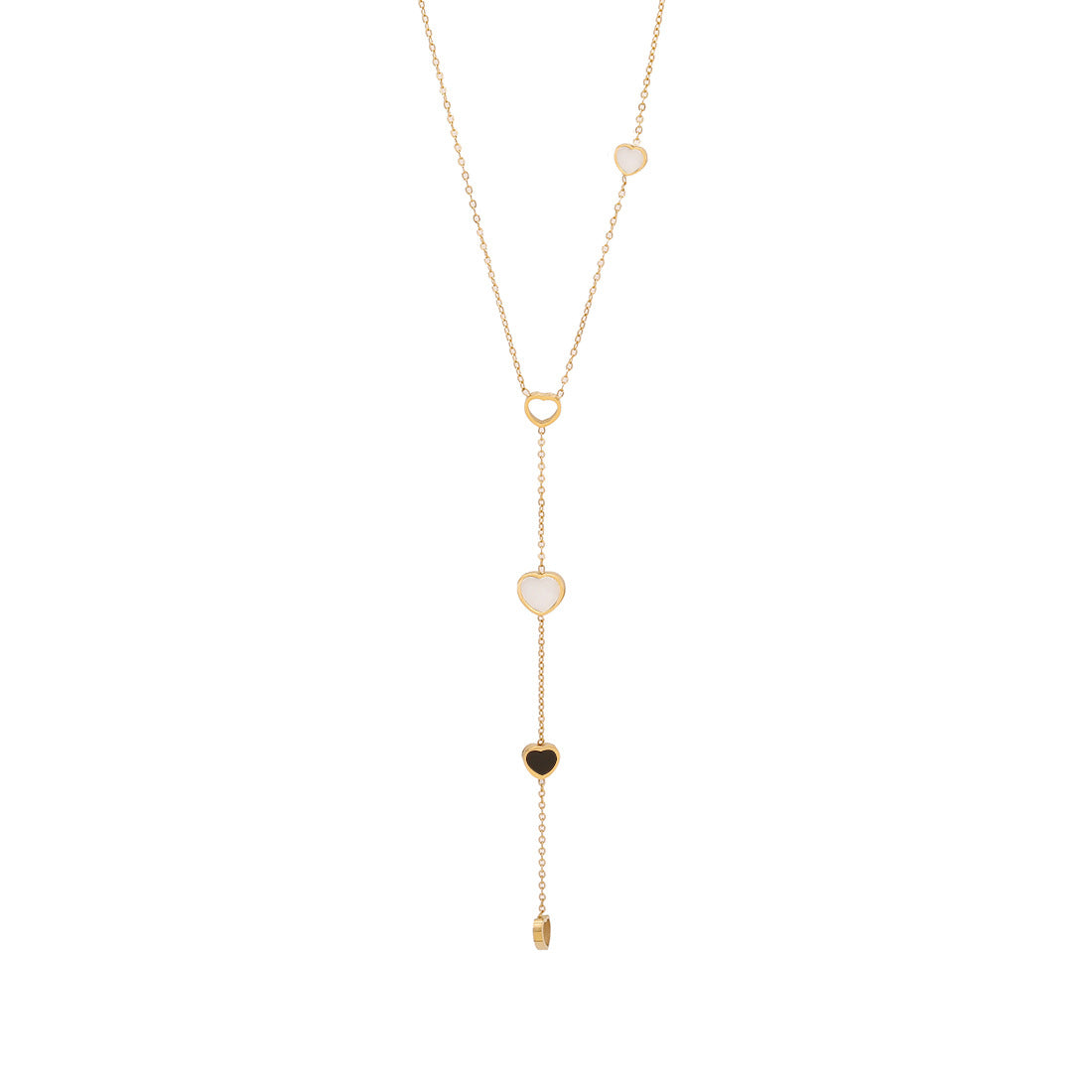 Minimalist Heart and Star Pendant Necklace in Stainless Steel with Plated Finish Y-Shape Design for Women