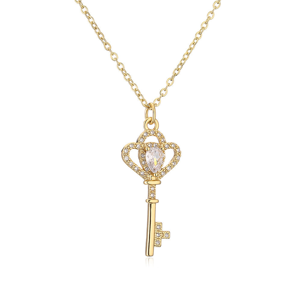 Collana con Pendente a Esagramma Geometrico Minimalista da Donna, con Base in Ottone e Placcatura in Oro Vero con Intarsio di Zirconi