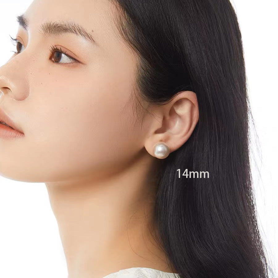 Sweet Round Imitation Pearl Resin Stud Earrings