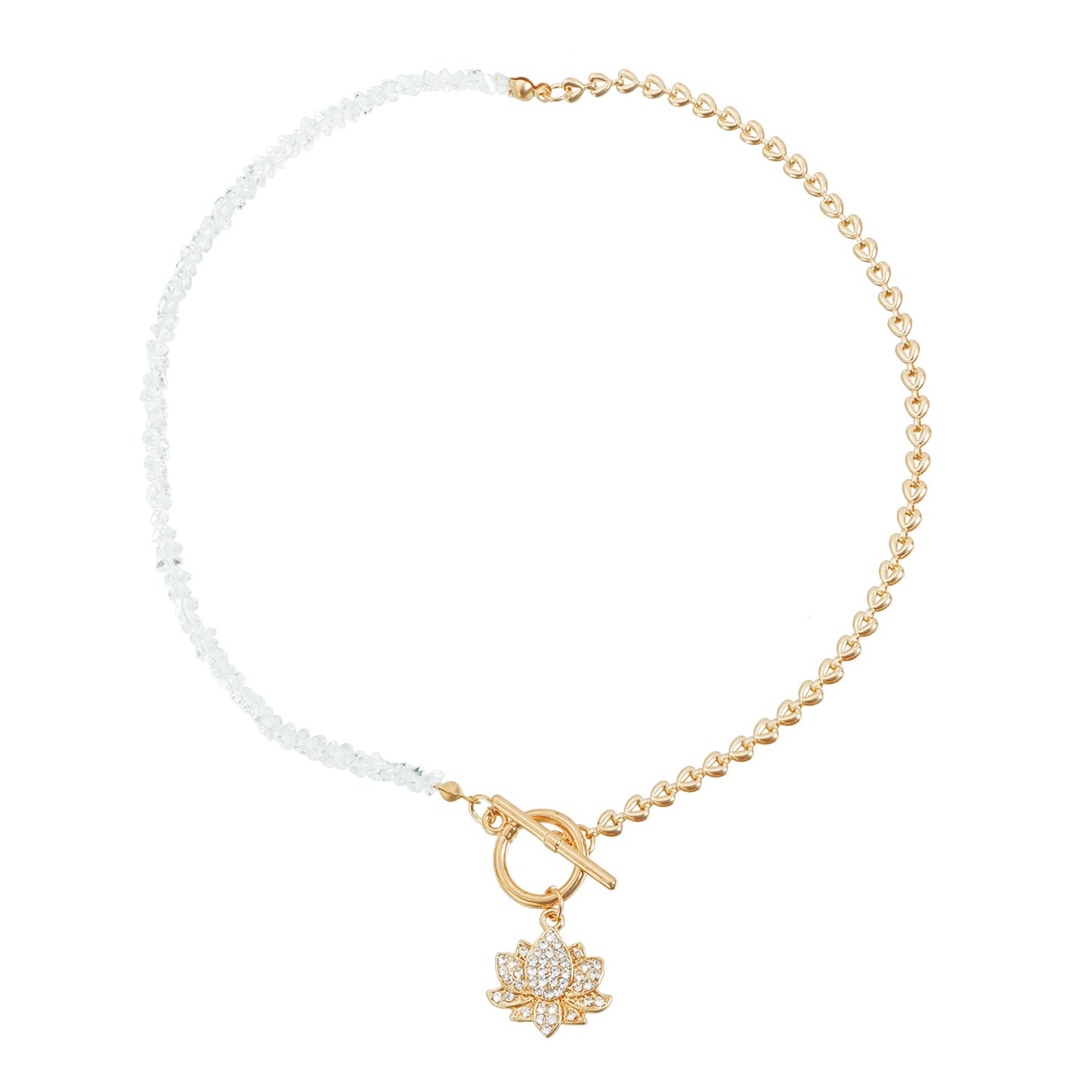 Gothic Sweet Triangle Geometric Alloy Plated Crystal Rhinestone Lotus Necklace for Women