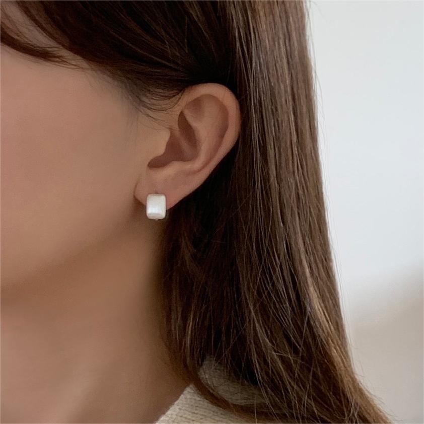 Orecchini da donna in argento sterling 925, a forma di lettera, geometrici, minimalisti, con finitura lucida
