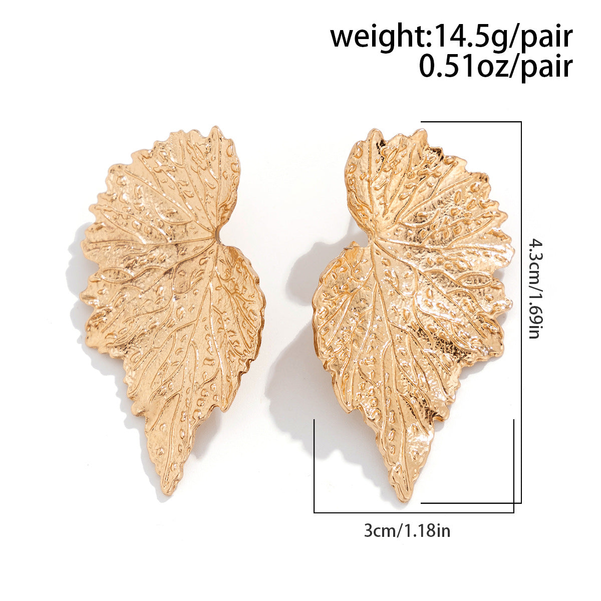 Exaggerated Streetwear Zinc Alloy Plated Ginkgo Leaf Earrings for Women