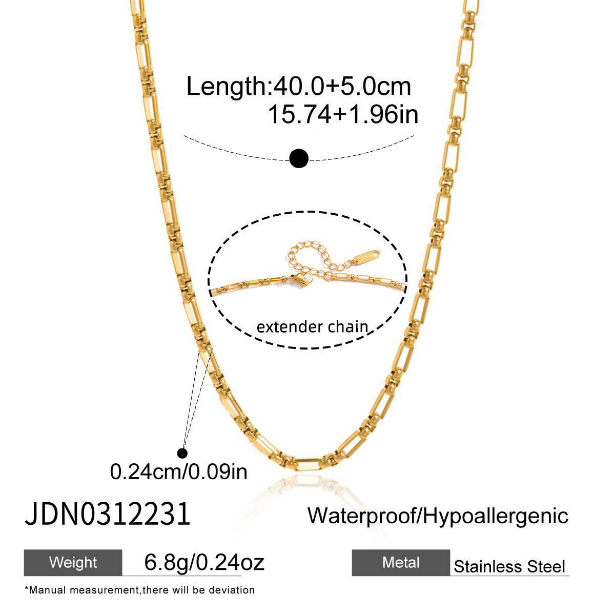 Minimalist Elegant Heart Stainless Steel PVD Necklace for Women