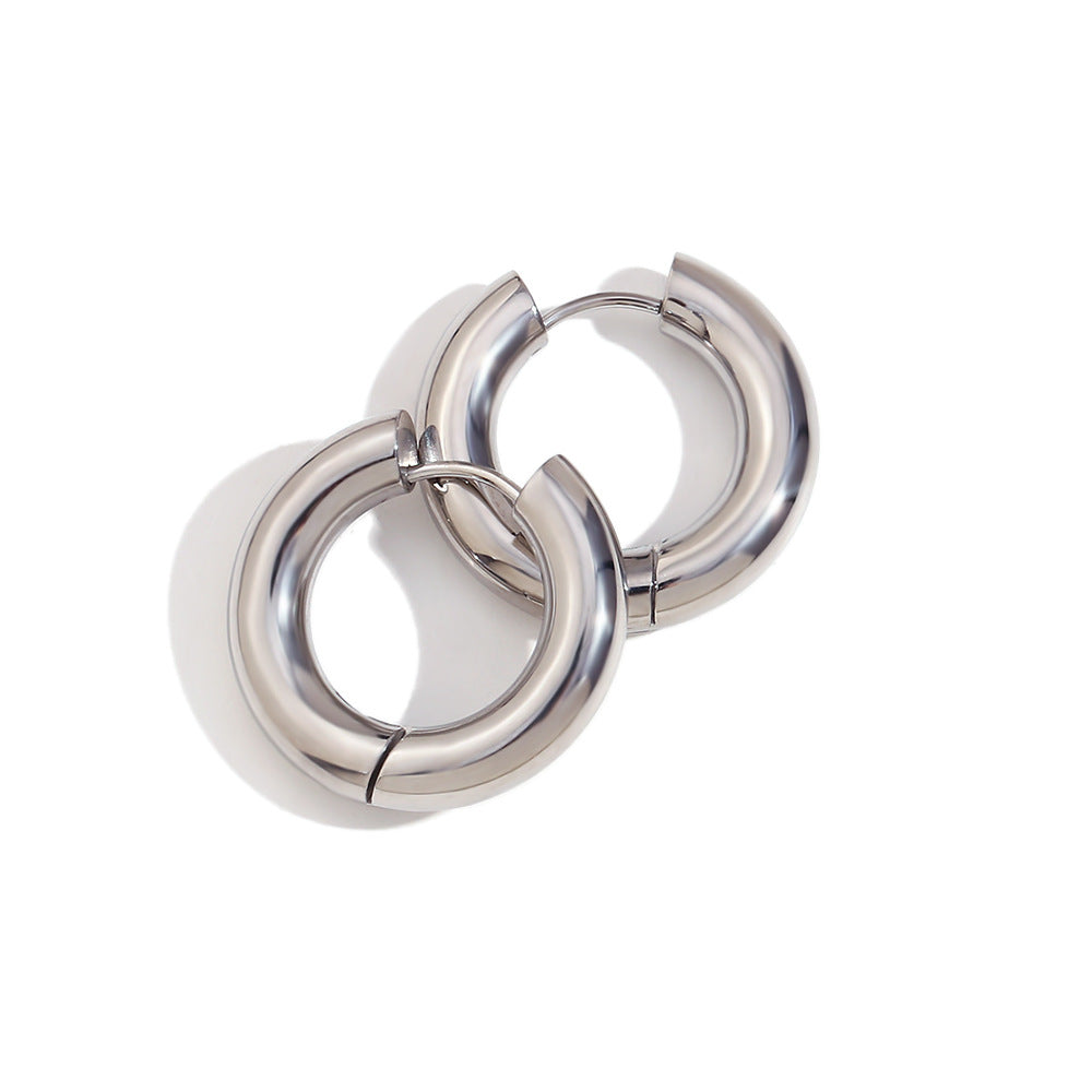 Pendientes de aro geométricos de acero inoxidable bañados en oro de 18 quilates de moda minimalista para mujer