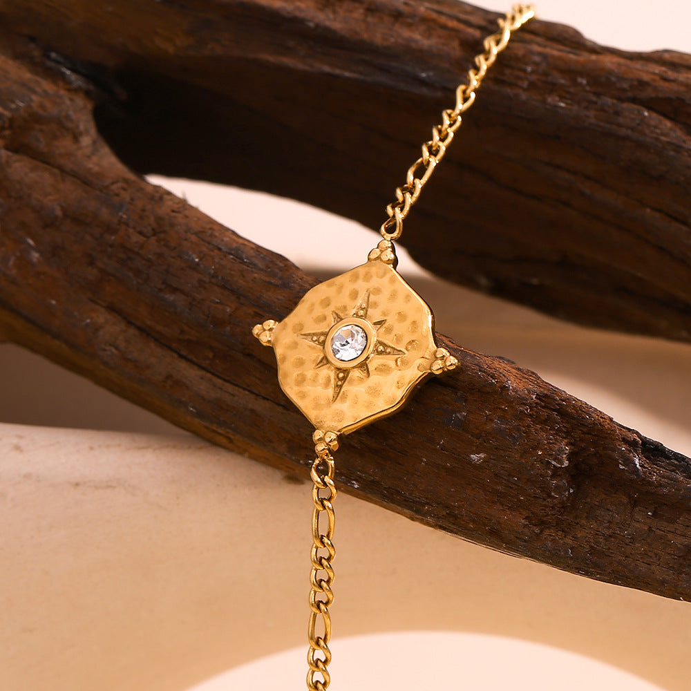 Fashionable Minimalist Geometric Octagram Bracelet for Women in Stainless Steel with 18K Gold Plating