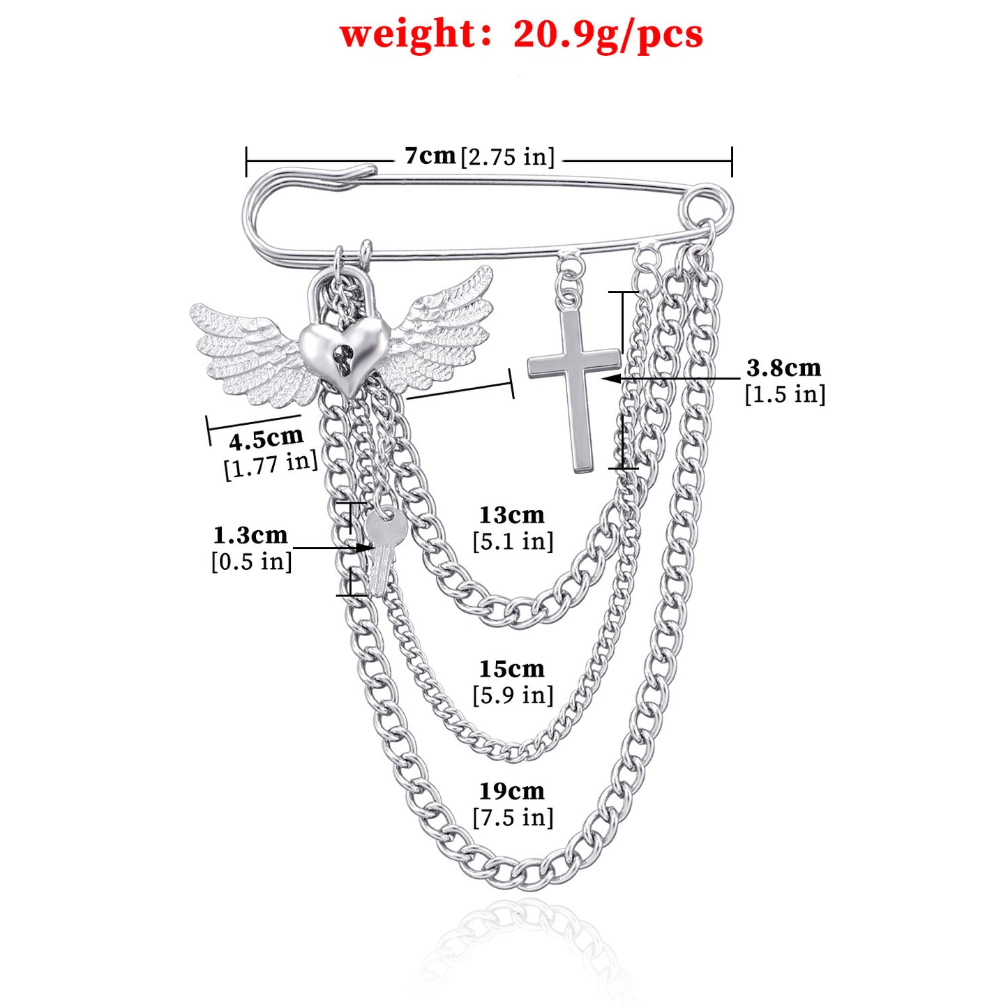 Women's Heart Cross Geometric Alloy Plated Brooch Chain Pin Accessory